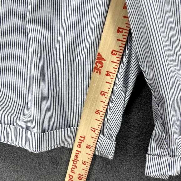 M&S‎ shorts womens 18 blue white stripe Chino cotton blend - Picture 7 of 15